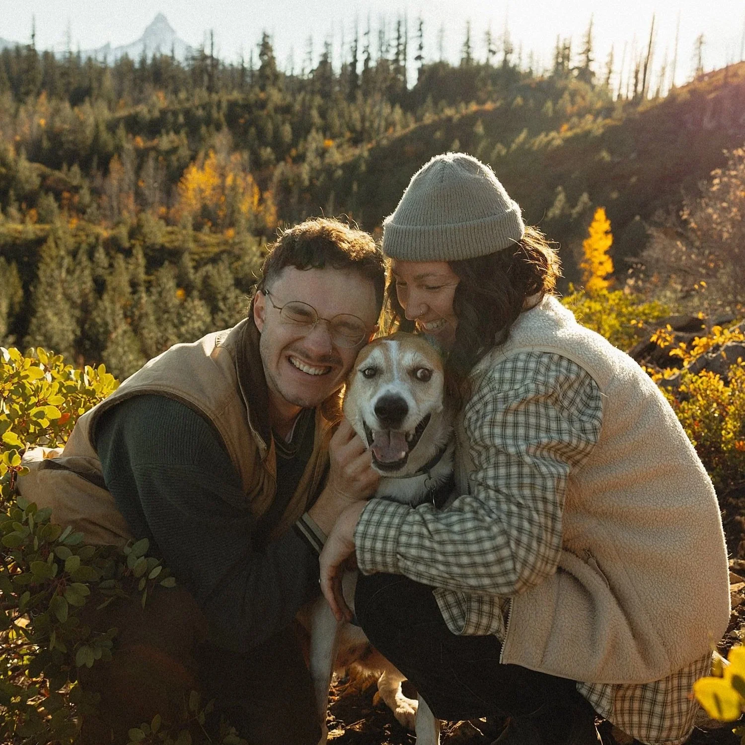 Corrie with her husband Josiah and their dog Ollie
